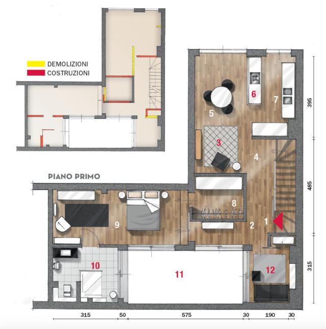 planimetria del primo piano della casa su due livelli planimetria del primo piano della casa su due livelli