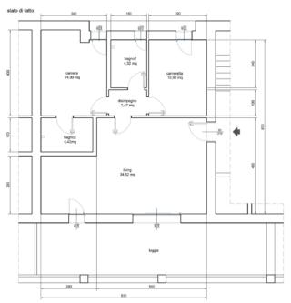 planimetria grande trilocale con due bagni stato di fatto planimetria grande trilocale con due bagni stato di fatto