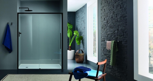 porta scorrevole sinistra per nicchia Trendy Design di Inda con finitura nera opaca porta scorrevole sinistra per nicchia Trendy Design di Inda con finitura nera opaca