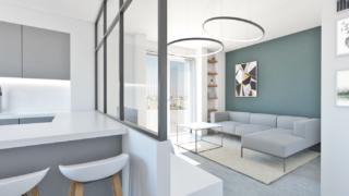 riorganizzare la zona giorno-render-parete vetrata-pavimento in resina riorganizzare la zona giorno-render-parete vetrata-pavimento in resina