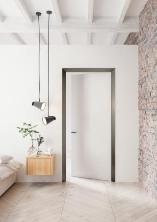 Telaio Eclisse 40 Collection di Eclisse con porta filomuro alluminio grafite Telaio Eclisse 40 Collection di Eclisse con porta filomuro alluminio grafite