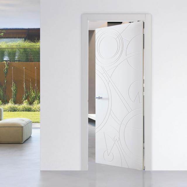 Porta bidirezionale Cassiopea collezione Costellazioni di Bertolotto laccata bianca incisa Porta bidirezionale Cassiopea collezione Costellazioni di Bertolotto laccata bianca incisa