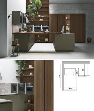 cucina angolare Doimo Cucine Style Rovere termotrattato laccato super matt verde marrone cucina angolare Doimo Cucine Style Rovere termotrattato laccato super matt verde marrone