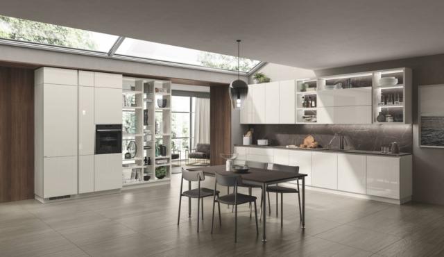 cucina aperta living scavolini liberaMente ante vetro bianco cucina aperta living scavolini liberaMente ante vetro bianco