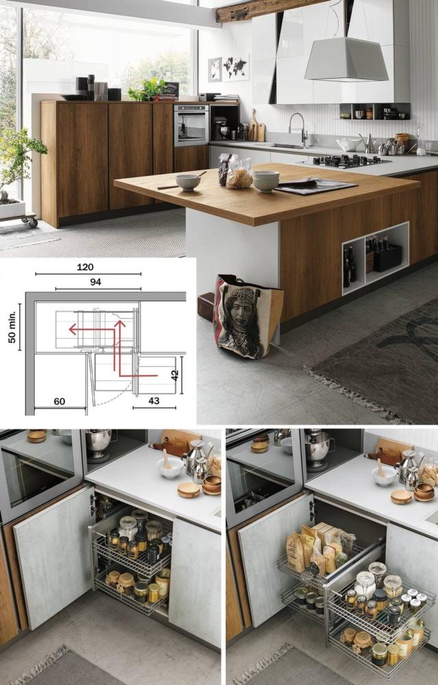 cucina angolare infinity diagonal di stosa con piano snack rovere e basi angolari con cestelli estraibili cucina angolare infinity diagonal di stosa con piano snack rovere e basi angolari con cestelli estraibili