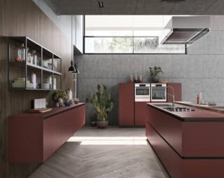 cucina superfici igienizzabili stosa cucine metropolis ante fenix rosso isola cucina superfici igienizzabili stosa cucine metropolis ante fenix rosso isola