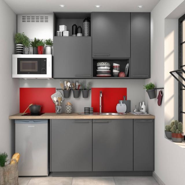 mini cucina componibile di Leroy Merlin, Delinia, grey sofia ante melaminico grigio mini cucina componibile di Leroy Merlin, Delinia, grey sofia ante melaminico grigio