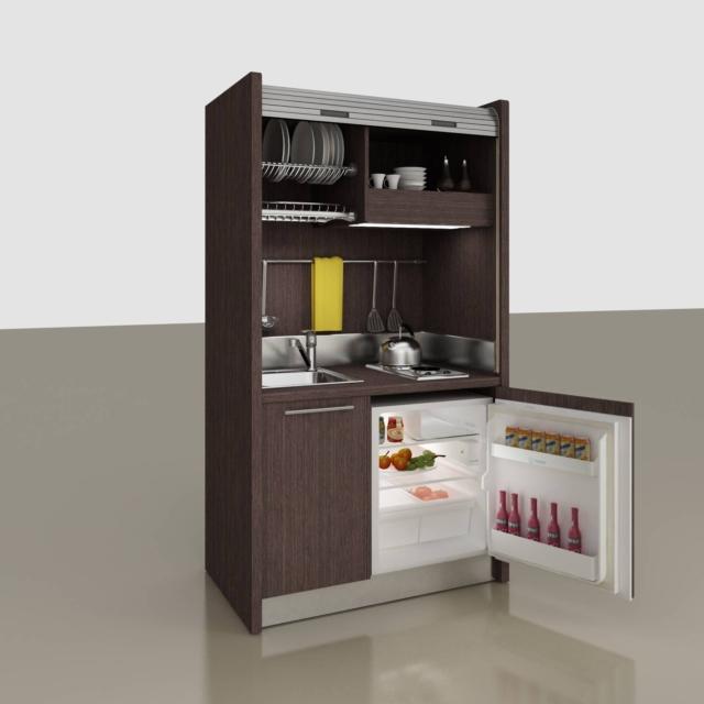 armadio mini cucina a scomparsa con serrandina monoblocco K-142 di Mobilspazio, in nobilitato wenge armadio mini cucina a scomparsa con serrandina monoblocco K-142 di Mobilspazio, in nobilitato wenge