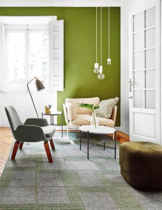 tappeto Oryza di Gan salotto parete verde tappeto Oryza di Gan salotto parete verde