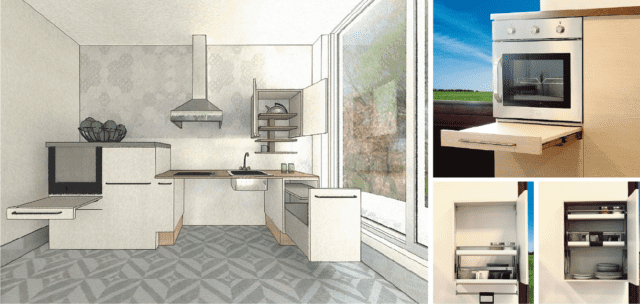 progetto per la cucina disabili realizzato con gli elementi del kit base Modulo 3000 di Centaurus Rete Italia progetto per la cucina disabili realizzato con gli elementi del kit base Modulo 3000 di Centaurus Rete Italia