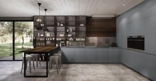 cucina moderna ante lisce Antis Euromobil laccato grigio bromo opaco piano snack cucina moderna ante lisce Antis Euromobil laccato grigio bromo opaco piano snack