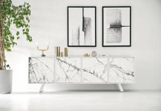madia quattro ante ceramica effetto marmo calligaris secret struttura laccato bianco sostegni metallo madia quattro ante ceramica effetto marmo calligaris secret struttura laccato bianco sostegni metallo