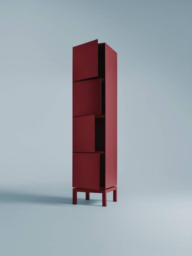 mobile alto e stretto Container di My home struttura mdf laccato rosso scuro quattro ante mobile alto e stretto Container di My home struttura mdf laccato rosso scuro quattro ante