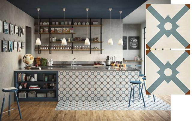 piastrelle cucina Bon Ton Croquis di Iperceramica decoro cementine piastrelle cucina Bon Ton Croquis di Iperceramica decoro cementine