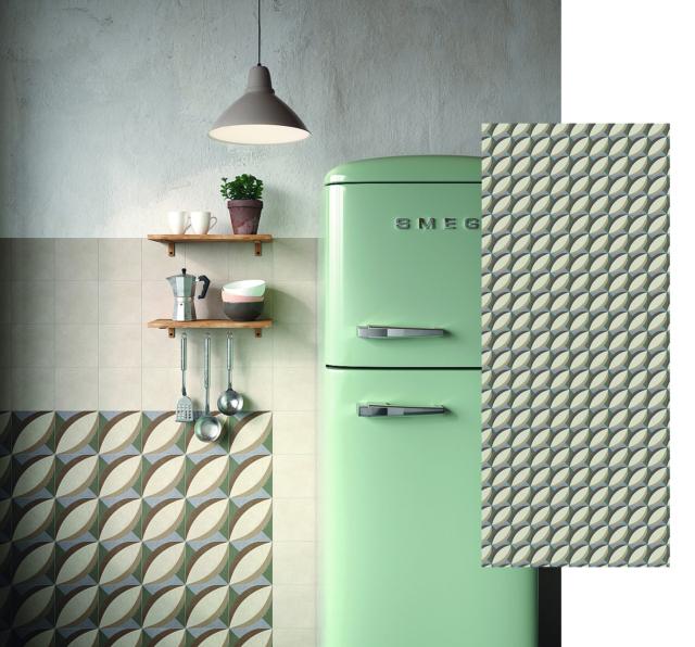 piastrelle cucina Oval della collezione Liquida di Ceramica Fioranese gres porcellanato decoro optical piastrelle cucina Oval della collezione Liquida di Ceramica Fioranese gres porcellanato decoro optical