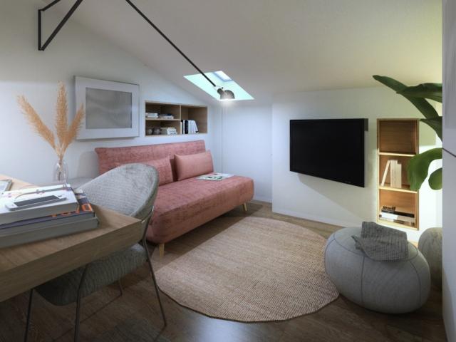 sottotetto mini 9 mq con divanetto e tv sottotetto mini 9 mq con divanetto e tv