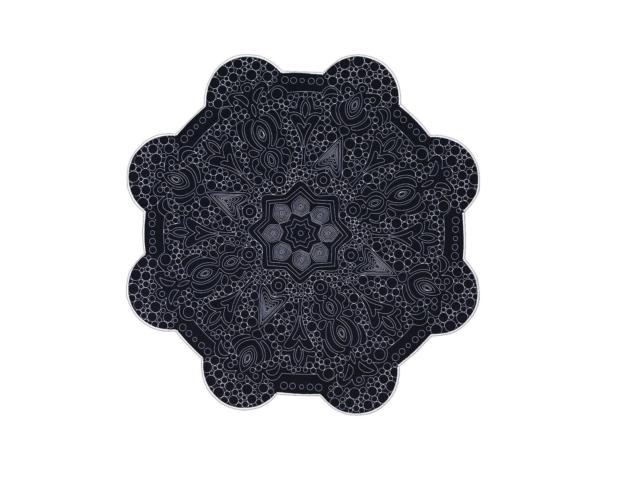 tappeto Ha un decoro stampato effetto mandala black & white Mirage di Besana Carpet Lab tappeto Ha un decoro stampato effetto mandala black & white Mirage di Besana Carpet Lab