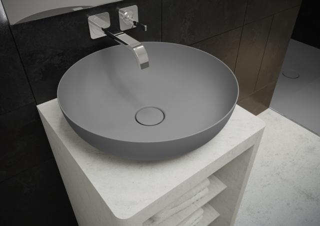 lavabo rotondo da appoggio concavo Miena di Kaldewei con bordo di circa 3,5 mm in acciaio smaltato colorato lavabo rotondo da appoggio concavo Miena di Kaldewei con bordo di circa 3,5 mm in acciaio smaltato colorato