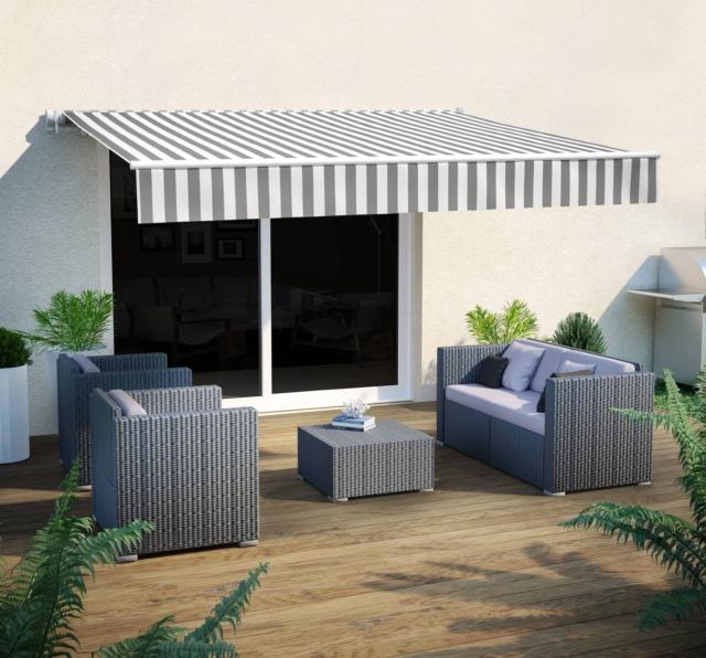 Tenda da sole manuale Naterial di Leroy Merlin L 3 x H 2 m bianco e grigio Tenda da sole manuale Naterial di Leroy Merlin L 3 x H 2 m bianco e grigio