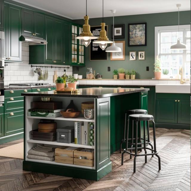 cucina isola bobdyn ikea ante verde scuro bancone snack cucina isola bobdyn ikea ante verde scuro bancone snack