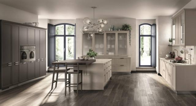 cucina retro tonalita neutre carattere scavolini ante frassino cashmere laccato grigio ferro isola cucina retro tonalita neutre carattere scavolini ante frassino cashmere laccato grigio ferro isola