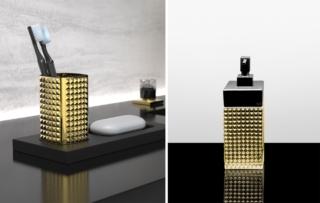 dispenser e vassoio portasapone con bicchiere Royale Absolute di Glass Design decoro cristallo molato a mano dispenser e vassoio portasapone con bicchiere Royale Absolute di Glass Design decoro cristallo molato a mano