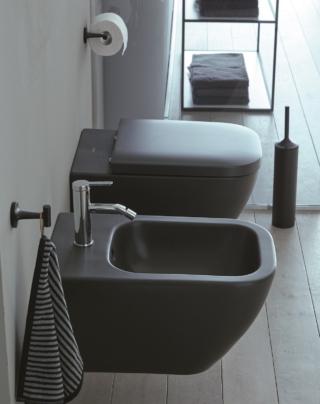 gancio portasciugamani portarotolo scopino a pavimento di Starck T Duravit finitura nero opaco gancio portasciugamani portarotolo scopino a pavimento di Starck T Duravit finitura nero opaco