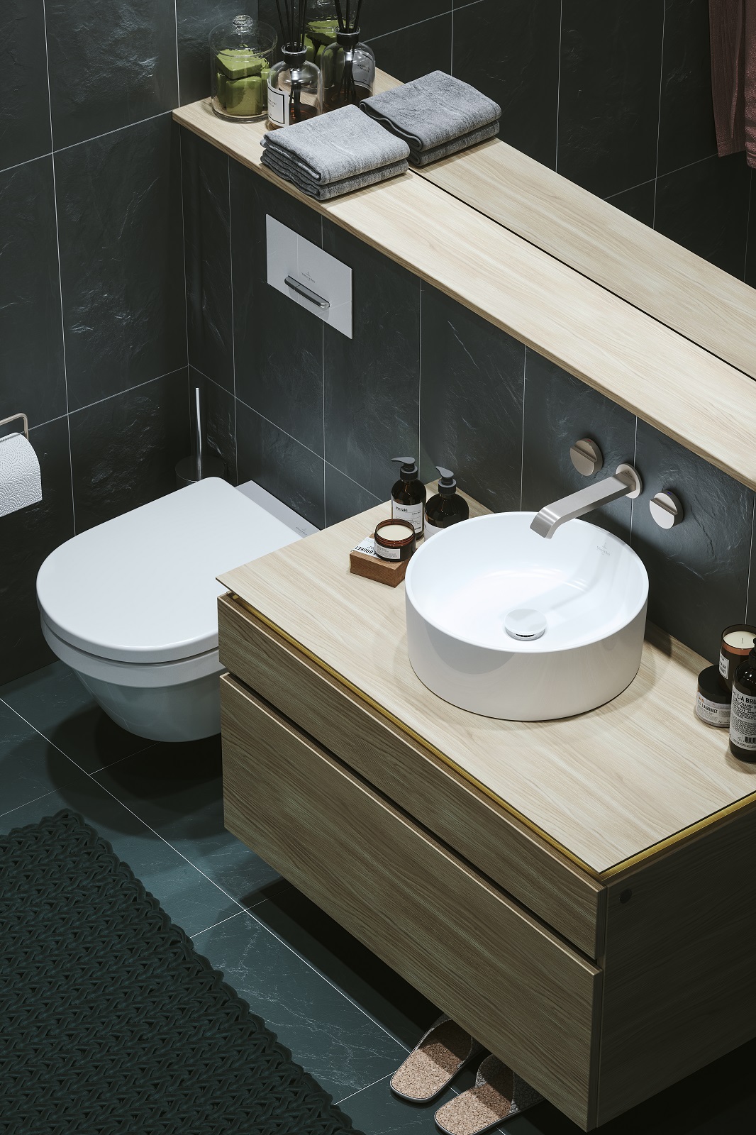Ha spessori sottili il lavabo da appoggio tondo Collaro di Villeroy & Boch in TitanCeram. Senza troppopieno è in foto nella finitura Stone White. Misura Ø 40 x H 14,5 cm. Prezzo, Iva esclusa, 533 euro. www.villeroy-boch.it Ha spessori sottili il lavabo da appoggio tondo Collaro di Villeroy & Boch in TitanCeram. Senza troppopieno è in foto nella finitura Stone White. Misura Ø 40 x H 14,5 cm. Prezzo, Iva esclusa, 533 euro. www.villeroy-boch.it
