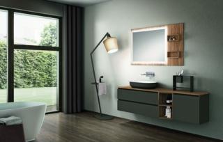 base lavabo sospesa Segno di Cerasa laccata opaca con finitura nichel ed elementi in nobilitato Mesh base lavabo sospesa Segno di Cerasa laccata opaca con finitura nichel ed elementi in nobilitato Mesh