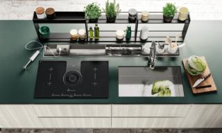 cucina penisola round cucine lube ante pet top fenix piano induzione con cappa aspirante integrato alzata utensili lavello cucina penisola round cucine lube ante pet top fenix piano induzione con cappa aspirante integrato alzata utensili lavello