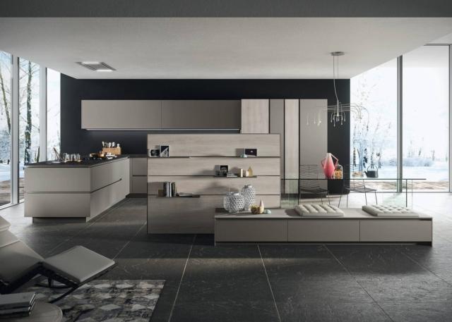 cucina aperta living look snaidero ante laccato grigio titanio penisola cucina aperta living look snaidero ante laccato grigio titanio penisola