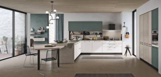 cucina con penisola infinity stosa ante pet bianco pensili fenix verde comodoro cucina con penisola infinity stosa ante pet bianco pensili fenix verde comodoro