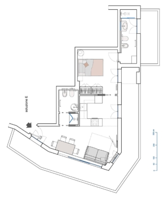 Il progetto aggiunge un secondo bagno, spostando la cucina che diventa così anche più spaziosa e comoda Il progetto aggiunge un secondo bagno, spostando la cucina che diventa così anche più spaziosa e comoda