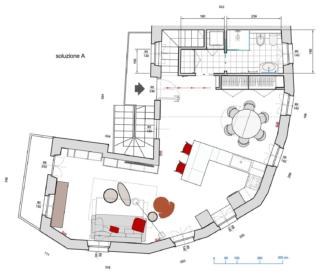 arredare soggiorno cucina tondeggiante soluzione A arredare soggiorno cucina tondeggiante soluzione A
