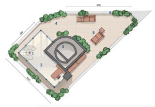 1 Scala 2 Veranda
3 Vano tecnico 4 Terrazzo 5 Zona relax 6 Fioriere 1 Scala 2 Veranda
3 Vano tecnico 4 Terrazzo 5 Zona relax 6 Fioriere