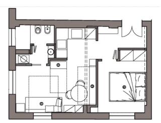 planimetria bilocale arredato con soluzioni salvaspazio e letti a scomparsa planimetria bilocale arredato con soluzioni salvaspazio e letti a scomparsa