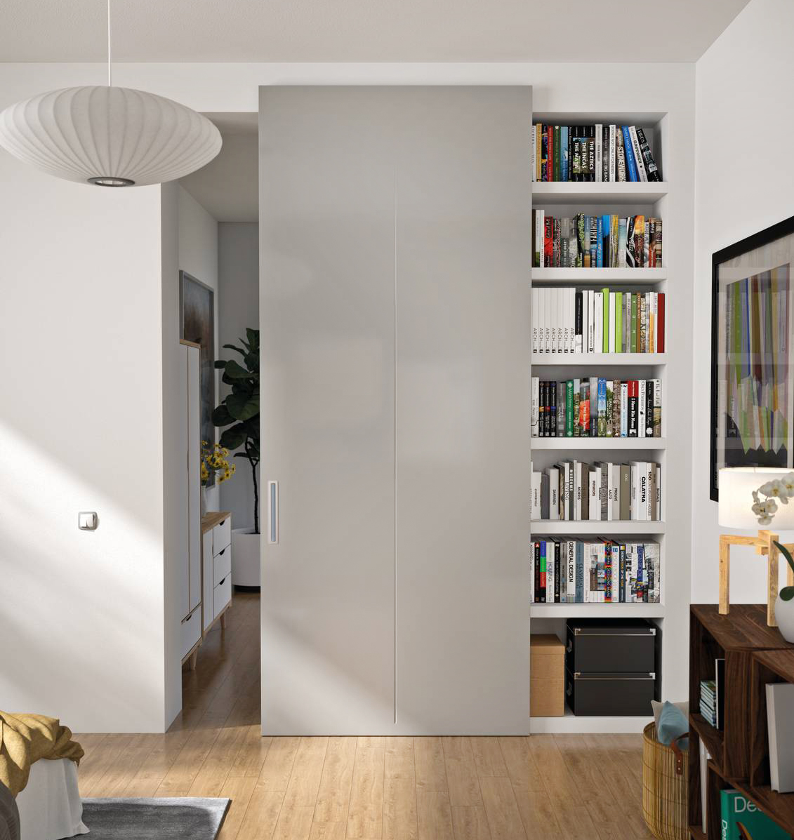 Fa parte della collezione Nidio di Flessya la porta scorrevole con incisione Sfioro e meccanismo di apertura invisibile Zero, offre diverse finiture in foto è laccata verde RAL 6006 e la maniglia a incasso è modello Lumina. Misura L 120 x P 288 cm ed il prezzo è 1.703 + Iva www.flessya.com Fa parte della collezione Nidio di Flessya la porta scorrevole con incisione Sfioro e meccanismo di apertura invisibile Zero, offre diverse finiture in foto è laccata verde RAL 6006 e la maniglia a incasso è modello Lumina. Misura L 120 x P 288 cm ed il prezzo è 1.703 + Iva www.flessya.com