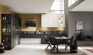 cucina stile moderno minimale lab arrex ante laminato effetto metallizzato grigio chiaro scuro pensili sviluppo verticale cucina stile moderno minimale lab arrex ante laminato effetto metallizzato grigio chiaro scuro pensili sviluppo verticale