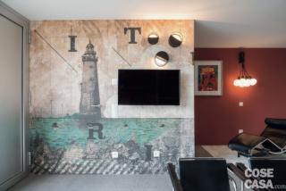 parete tv casa ricavata da garage, monolocale-depandance vista lago, progetto A. Castrignano parete tv casa ricavata da garage, monolocale-depandance vista lago, progetto A. Castrignano