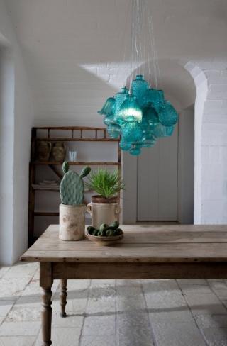 lampadario sospensione scenografico ceraunvolta karman paralumi vetro turchese lampadario sospensione scenografico ceraunvolta karman paralumi vetro turchese