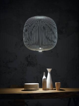 lampadario sospensione scenografico spokes foscarini diffusore tondino acciaio verniciato opaco bianco lampadario sospensione scenografico spokes foscarini diffusore tondino acciaio verniciato opaco bianco