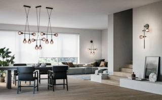lampadario sospensione scenografico zoe mmlampadari diffusori vetri rosa cipria struttura metallo nero opaco lampadario sospensione scenografico zoe mmlampadari diffusori vetri rosa cipria struttura metallo nero opaco