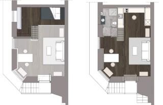 recupero seminterrato 55 mq studio tenori milano pianta arredo