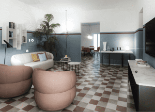 In soggiorno, la distribuzione è tradizionale: il divano, Clip di Ditre Italia (www.ditreitalia.com)(8), affiancato da 2 poltrone guarda la madia, Lea di Midj (www.midj.com) (9), sotto la tv. Sopra l'imbottito, la mini libreria, Randomito di Mdf Italia (www.mdfitalia.com) (10), decora la parete. Accostata al muro verso la cucina c'è una consolle trasformabile, Flap di Altacom (altacom.it) (11).