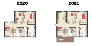Piantina della casa dei desideri prima e dopo la pandemia Piantina della casa dei desideri prima e dopo la pandemia