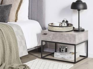 comodino camera letto struttura metallo nero opaco cairo beliani cassetto effetto cemento comodino camera letto struttura metallo nero opaco cairo beliani cassetto effetto cemento