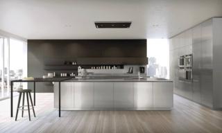 cucina bancone snack metallo scuro freesteel euromobil ante acciaio inox satinato isola cucina bancone snack metallo scuro freesteel euromobil ante acciaio inox satinato isola