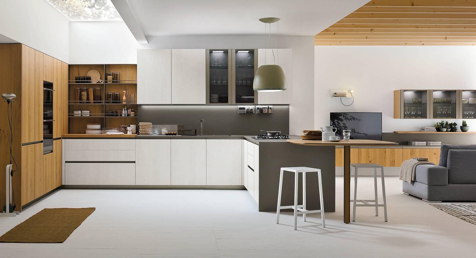 Oggetti e stoviglie situati in alto vengono prelevati ancor più comodamente di quelli sistemati in basso.
Accosta Rovere Bianco e Rovere Miele la composizione angolare Natural di Stosa Cucine arricchita da ante in vetro con telaio in finitura Titanio, top in pietra sinterizzata Neolith® e piano snack integrato alla penisola. Oggetti e stoviglie situati in alto vengono prelevati ancor più comodamente di quelli sistemati in basso.
Accosta Rovere Bianco e Rovere Miele la composizione angolare Natural di Stosa Cucine arricchita da ante in vetro con telaio in finitura Titanio, top in pietra sinterizzata Neolith® e piano snack integrato alla penisola.