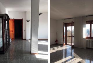 I lavori eseguiti nella zona giornoLa suddivisione degli spazi tra l'ingresso e il living è vincolata dalla presenza di un pilastro portante in posizione centrale che non poteva essere eliminato. Il progetto ha fatto di quest'elemento un punto di forza nella nuova distribuzione open space; scandisce i passaggi interni in un percorso circolare nel quale ogni funzione risulta  ben individuata. I lavori eseguiti nella zona giornoLa suddivisione degli spazi tra l'ingresso e il living è vincolata dalla presenza di un pilastro portante in posizione centrale che non poteva essere eliminato. Il progetto ha fatto di quest'elemento un punto di forza nella nuova distribuzione open space; scandisce i passaggi interni in un percorso circolare nel quale ogni funzione risulta  ben individuata.