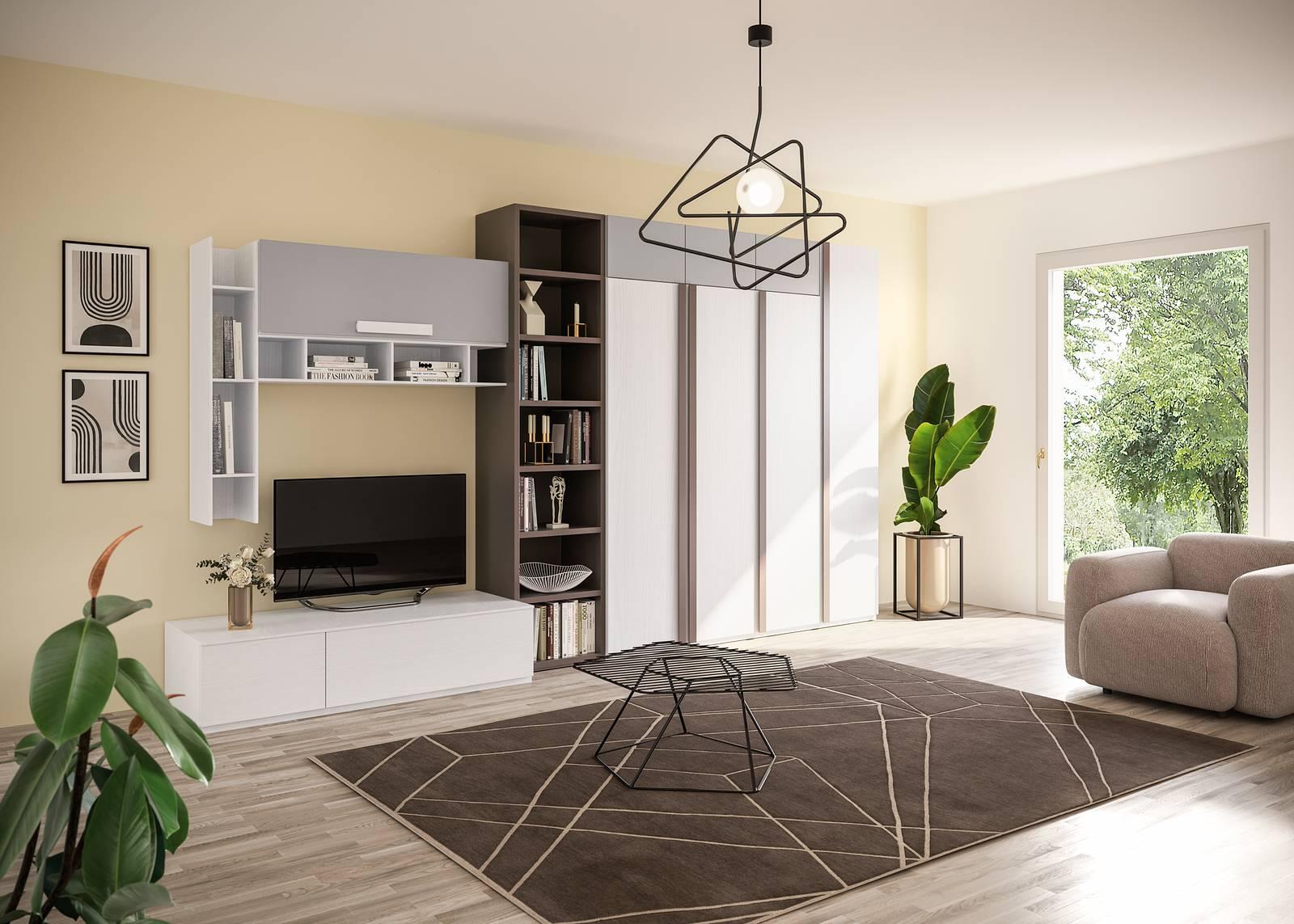 La composizione con letto bilanciato CM321 di Giessegi permette di avere sempre a disposizione un comodo letto matrimoniale con un semplice movimento; quando non serve scompare magicamente all’interno dell’armadio. Struttura e fronti nelle finiture nobilitate Bianco, Nuvola Frassino, Cenere Wood, Rovere Nodato e Calce oppure nei colori laccati di serie. La composizione misura L 400 x P 42 x H 227,2 cm. Il letto bilanciato chiuso misura L 150 x P 42 x H 195,2 cm. Prezzo su richiesta. www.giessegi.it